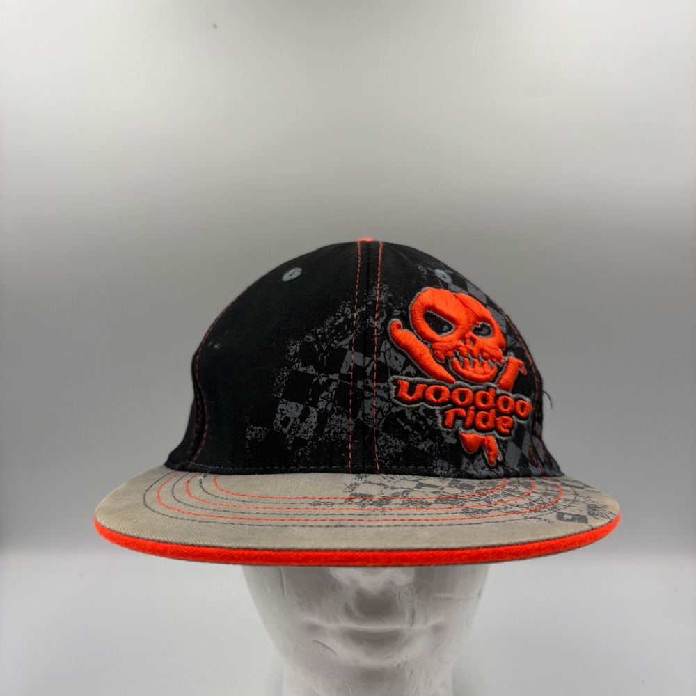 JR Nation Voodoo Ride Hat Kids OSFM Black Orange Good Skull Racing Snapback